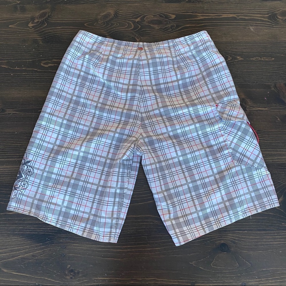 Men's Quicksilver Gray/White/Red Swim Trunks - Picture 2 of 8